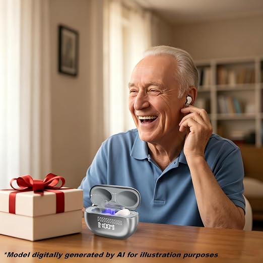 Rechargeable Hearing Amplifiers for Seniors & Adults - Noise Cancelling Personal Sound Device, 30+ Hour Battery Life, 32-Channel Clear Sound, One-Button Operation,UV Charging Case,Super Mini Invisible