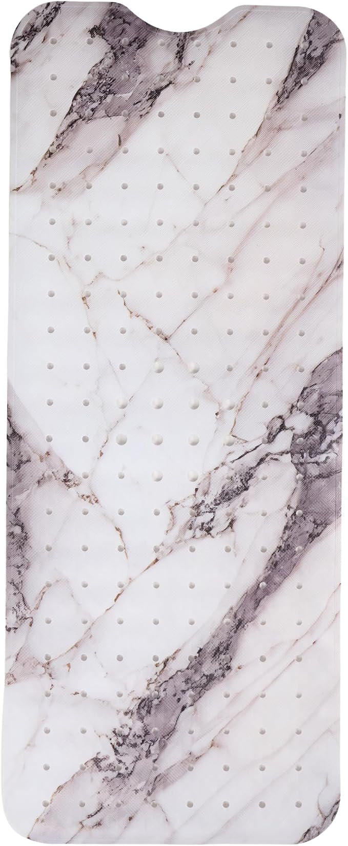 ENKOSI Bath Mat – Large 40 x 16 Inch Non-Slip Bathtub Mat with Suction Cups & Drain Holes – Extra Long Shower Mat for Tub with Marble Print Design (Grey Marble 40x16)