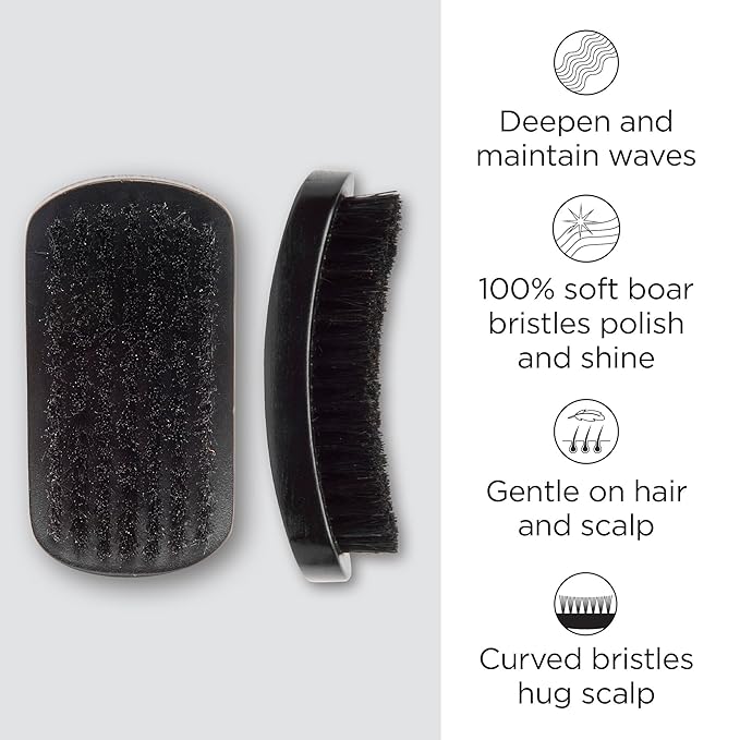 Diane 100% Boar Bristle Curved Brush for Men and Women - Detangling, Smoothing Wave Styles for Fine to Medium Hair, Restores Shine and Texture