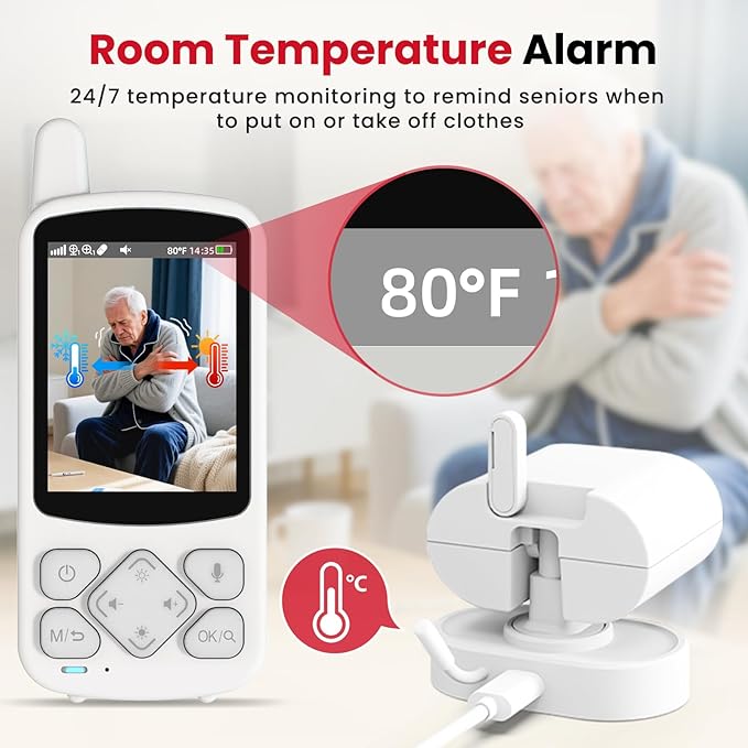 CallToU Elderly Monitor with Camera and Audio, 2-Way Talk Baby Monitors for Elderly No Wi-Fi Video Monitor for Elderly,Call Button for Elderly Home/Nursing Home Use | for Seniors, Dementia Patients