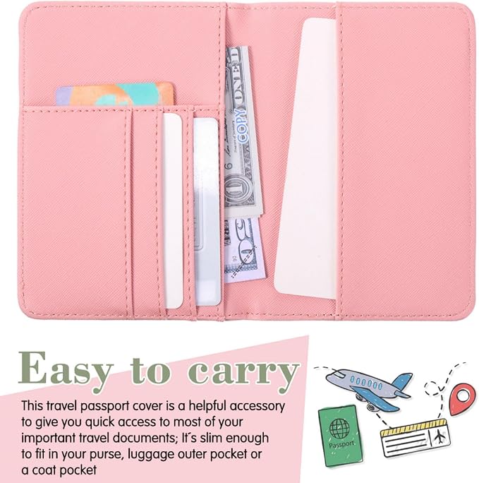 2 Pcs Passport Cover Holder for Travel Waterproof Leather Passport Wallet Case Book Travel Cruise Essentials for Women Men | 2 Pieces