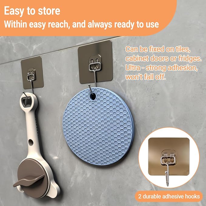 4-in-1 Jar & Bottle Opener for Seniors - Easy Grip | Multi functional & adjustable Ergonomic handle, non-slip grip Stainless, silicone pads Jars, bottles & beer, hooks included
