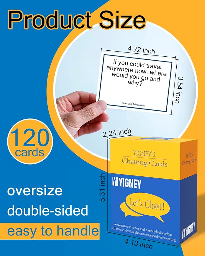 Yigney Conversation Cards for Seniors Alzheimer Products for Elderly Dementia Activities for Patients Memory Game for Men Women