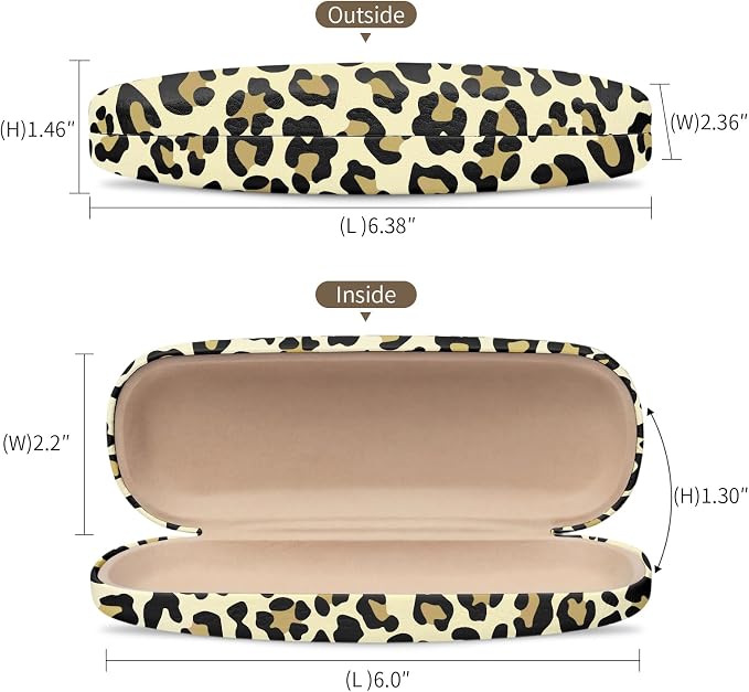 Glasses Case Hard Shell, Leather Protective Case for Sunglasses with Cleaning Cloth, Cute Eyeglass Cases for Women