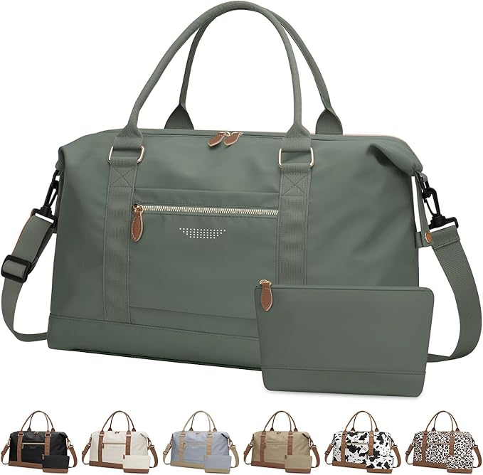 ELONGRIVER Travel Duffle Bag for Women, Weekender Bags, Hospital Bag for Labor Delivery, Lightweight Tote Duffel Overnight Bag with Luggage Sleeve,Airplane Travel Bags (Army Green, X-Large)