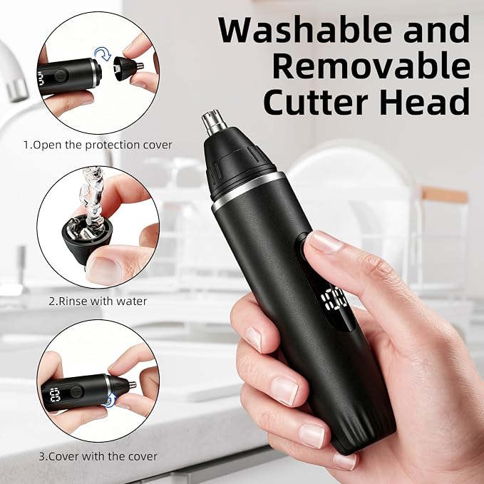 Nose Hair Trimmer Professional Painless Eyebrow Trimmer Powerful Motor and Edge Blades for Smoother Cutting (Black)