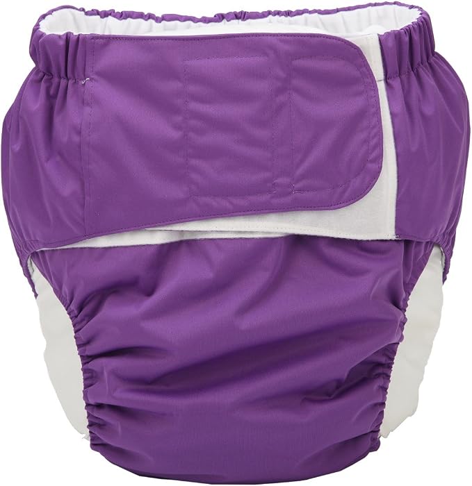 Large Teen Adult Cloth Diaper Nappy Reusable Washable for Disability Incontinence with Hook and Loop for Women (Purple (Large 26in to 50in))