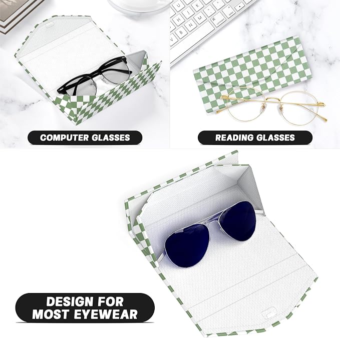 Sunglasses Case, Foldable Glasses Case, Magnetic PU Leather Hard Shell Folding Eyeglass Holder Box, Collapsible Unisex
