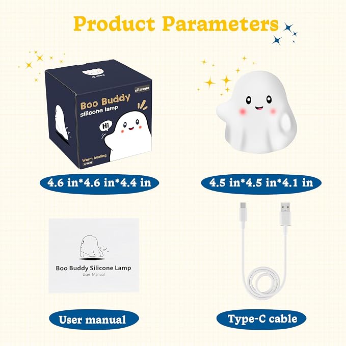 Rechargeable Night Light for Kids - Silicone Lamp with Touch Sensor for Kids Room - LED Squishy Night Light for Baby Nursery with 19 Interactive Sounds/3 Light Modes/30-Min Timer