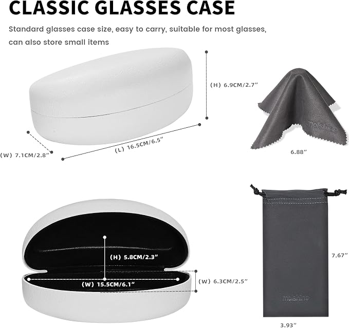 molshine Hard Shell Sunglasses Case,Classic Large Glasses Case for Sunglass,Eyeglasses with Cleaning Cloth,Pouch