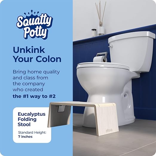 Squatty Potty Oslo Eucalyptus Folding Toilet Stool – Compact, Stylish, and Space-Saving Design for Better Bathroom Posture, Durable Eucalyptus, No Assembly Required