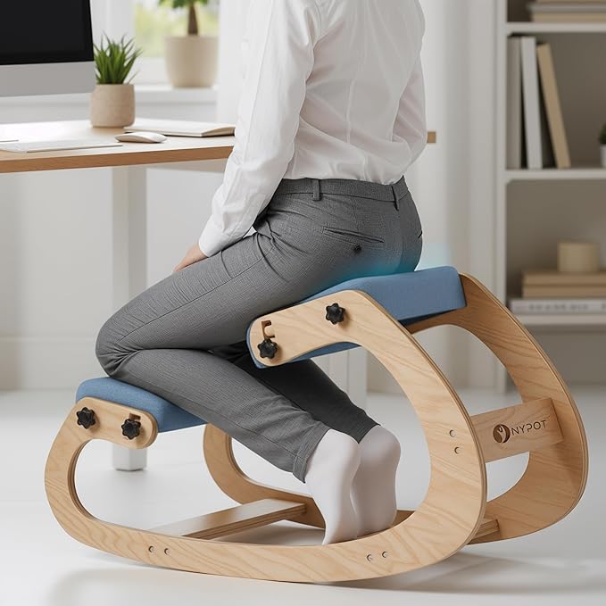 NYPOT Ergonomic Kneeling Chair with Adjustable Seats - Knee Chair for Posture Correction & Kneel Rocking Stool for Desk - Back Pain Relief for Home and Office, Supports 250 pounds - 5 Years Warranty