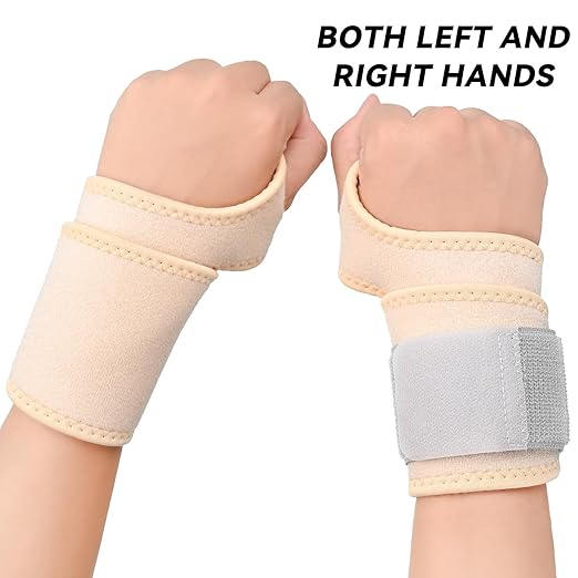 Carpal Tunnel Wrist Brace for Right Left Hand 2 Pairs, Wrist Support Wraps for Women Men, Adjustable Wrist Brace for Tendonitis, Arthritis, Weightlifting, Sports, Day Night Support, Grey&Nude