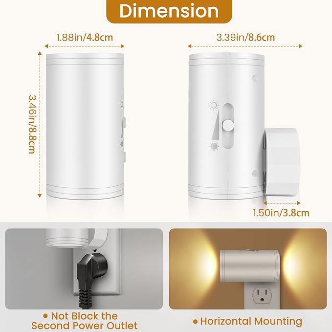 LED Night Lihgt Dimmable Plug into Wall,Night Lights Plug in,Cool White 4000K(0-300 LM), Light Sensor Dusk to Dawn Nightlight,for Hallway Bathroom,Bedroom 4- Pack