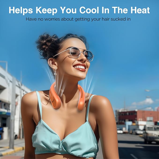 Hotsales Neck Fan, Bladeless Fan That Blows Cold Air, Portable Rechargeable | 6000 mAh Battery, 3 Speeds, Hands Free Wearable Personal Cooling Fan for Men and Women, Travel, Outdoor, USB Rechargeable