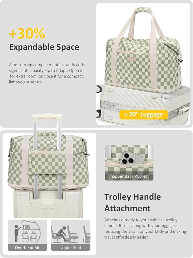 Expandable Travel Duffle Bags Weekender Overnight Bags for Women Men Hospital Bag for Women Labor Delivery with Toiletry Bag Waterproof