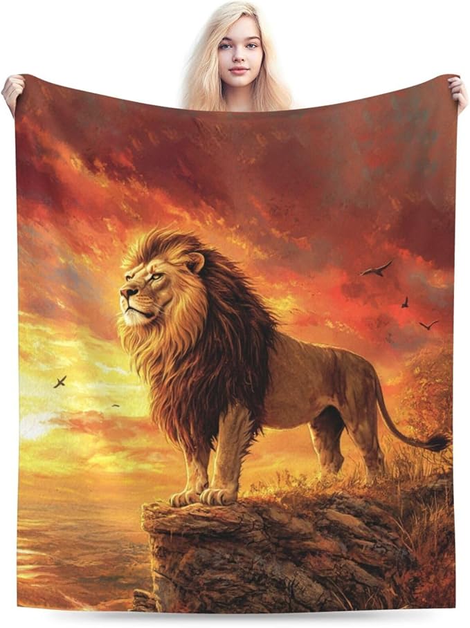 Lion Blanket Soft Cozy Lion Fleece Throw Blanket Warm Lightweight Animal Flannel Plush Bedding Stuff Decor Blankets Gifts for Lover Girls Boys Kids Women Adults Bed Travel 40"x50"