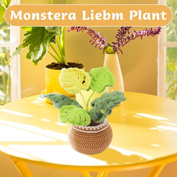 kgxulr Crochet Kit, Monstera Leaves Knitting Kit, Crochet Kit for Beginners | Crochet Kit for Beginners, Crochet Flower Kit, Beginner Crochet Kit for Adults with Step-by-Step Video Tutorials