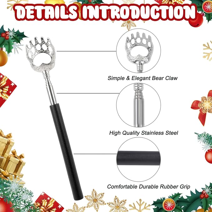 WOVTE 2Pack Extendable Bear Claw Back Scratcher for Men Women | Stocking Stuffers for Men Women Adults, Mothers Day Fathers Day Christmas Birthday Gifts for Men Women Mom Dad Husband