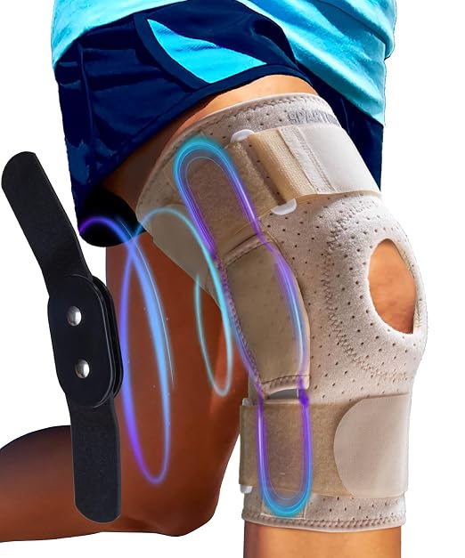 Sparthos Knee Brace - Heavy-Duty Hinged Support for ACL, MCL, Meniscus Tear, Arthritis, Tendons Pain - Open Patella - 4-Strap Adjustable - For Men and Women (Plus Size, XXX-Large, Thigh 20-28 in)