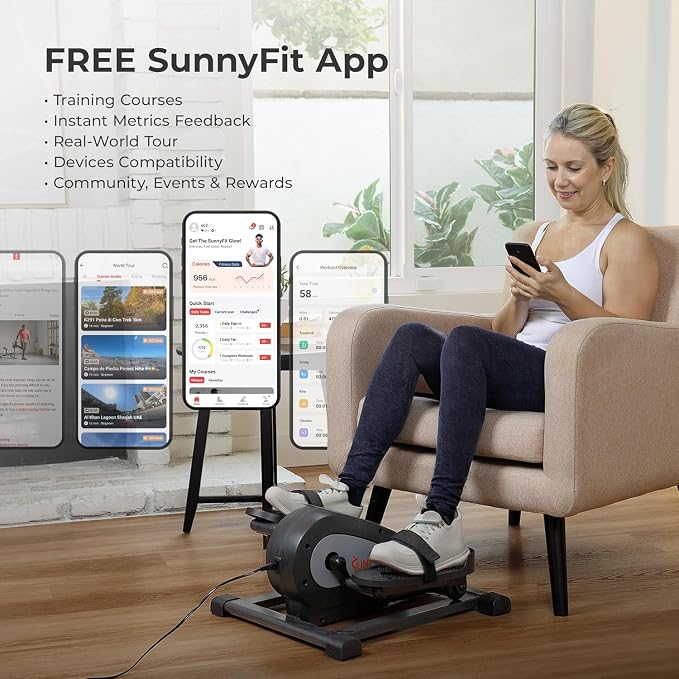 Sunny Health & Fitness Under Desk Pedal Elliptical Machine Leg Exerciser