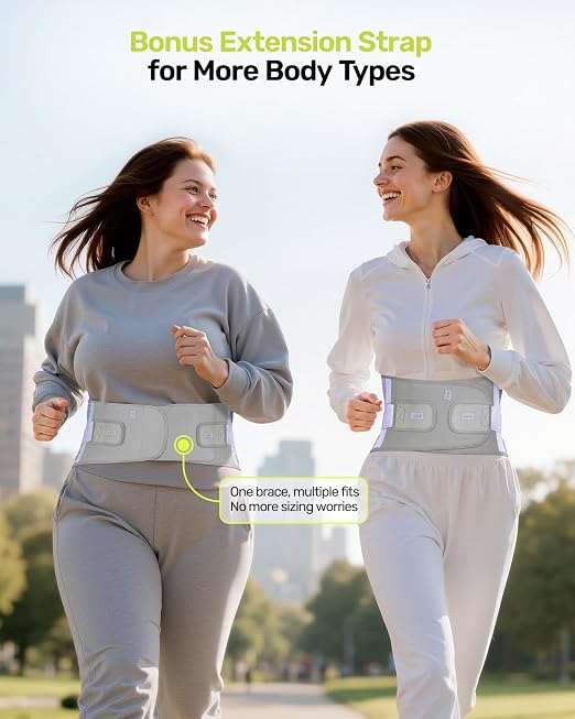 Rakiie Back Brace for Lower Back Pain Women with 9X Support System, Ergonomic Lumbar Support for Pain Relief, Breathable Mesh Design with 3D Silicone Pad for Sciatica, Purple Size M (Waist: 32.3"-39.8")