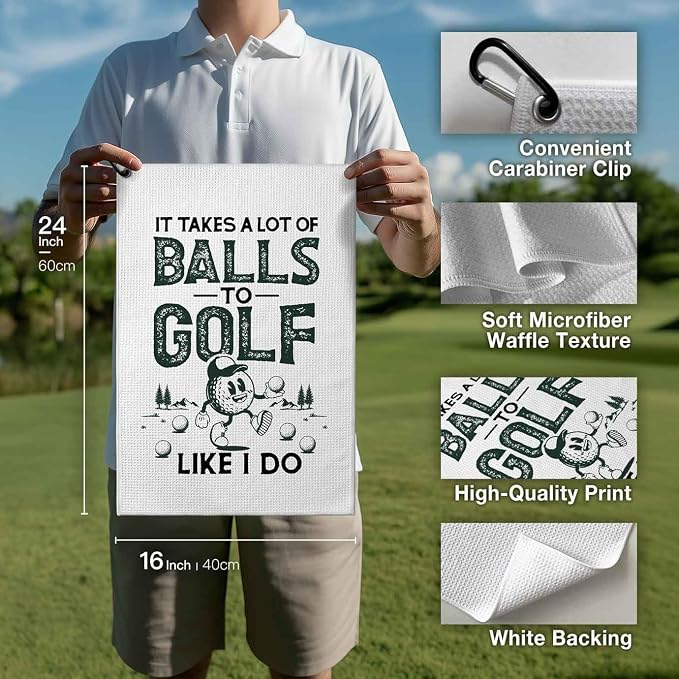 Funny Golf Towel with Clip, Golf Bag Accessories for Women, Golf Gifts for Men Mom Grandma Player,16x24inch Waffle Weave Microfiber Golf Towels,Birthday Christmas Retirement Golfer Gifts