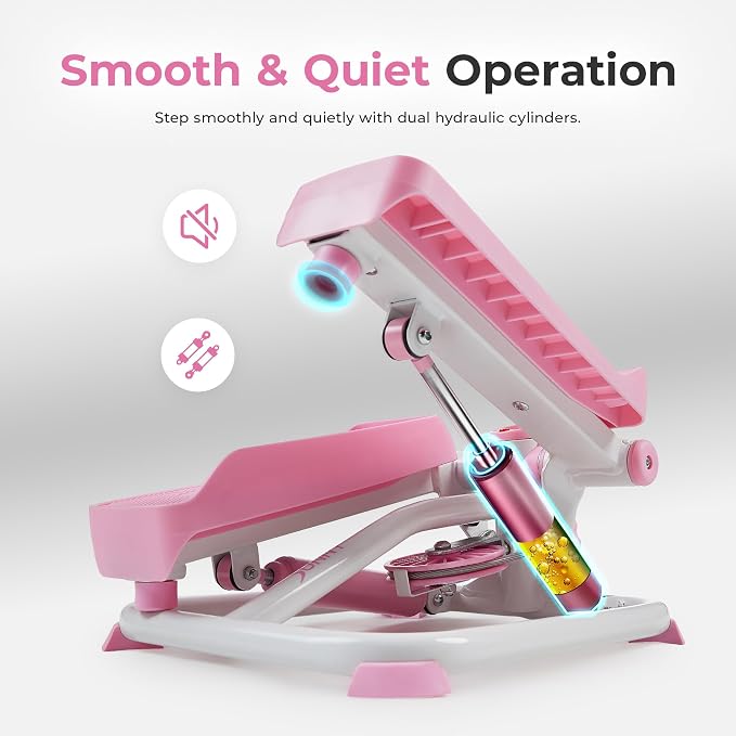 Sunny Health & Fitness Mini Steppers for Exercise at Home, Stair Step Workout Machine with Resistance Bands, Full Body Cardio Equipment, Optional Free SunnyFit App Connection Smart Stepper