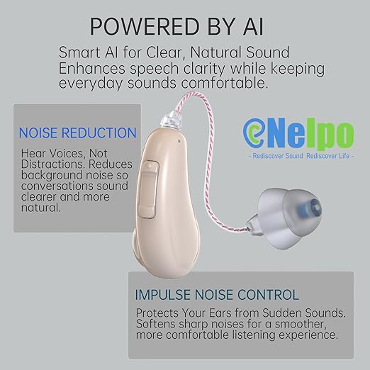 BH-R55-02 OTC Hearing Aids for Seniors with Bluetooth, AI Voice Enhancement, Noise Reduction & Feedback Control, Comfortable Hearing Aids for Adults with Mild to Moderate Hearing Needs