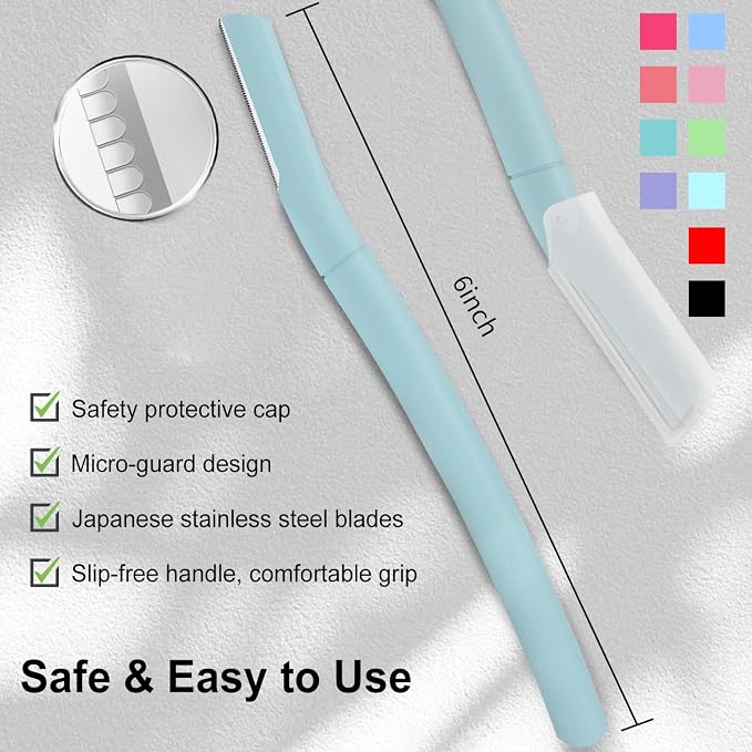 Dermaplane Razor for Women, Facial Razor, Peach Fuzz Remover, 10ct Sky Blue | Disposable Dermaplaning Tool for Facial Hair Removal & Exfoliation, Microblade Design, Easy Replacement for Home & Travel