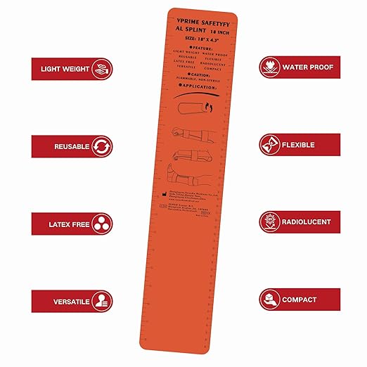 First Aid Splint, 36" Aluminum Waterproof Emergency Splint Kit | Reusable First Aid Kit, Fracture Immobilizer for Sports, Hiking, EMT, Home, Human Limbs & Pet Bone Injuries, 4 Pieces