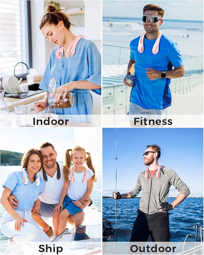 Portable Bladeless Neck Fan, Anniversary Birthday Gifts for Women Girls, Self Care Gifts for Mom with Hot Flash Cooling, Wearable Rechargeable Fan for Camping Travel Beach Golf Cruise Essentials 2026