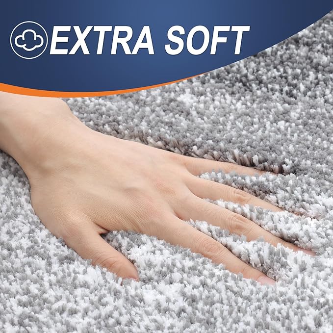 OLANLY Bathroom Rug Set 2 Piece, Soft Absorbent Microfiber Bath Rug Set, Non-Slip, Machine Wash Dry, Plush Shaggy Bath Mats for Bathroom (30"x20"+24"x16", Grey)