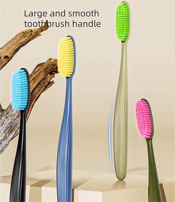 Extra Soft toothbrushes for Adults，Suitable for Sensitive Teeth and People with periodontal Disease,Big and Long Toothbrush Head.【Colors Vary, 4 Count】