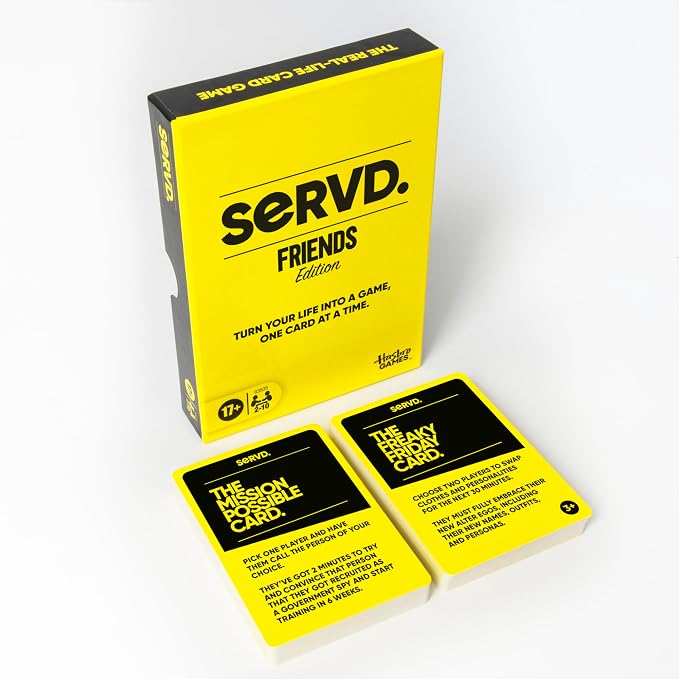 Hasbro SERVD Friends Edition Party Game – Hilarious Real-Life Card Game for Adults – Inject Fun and Strategy into Time with Friends – 2-10 Players – Ages 17+
