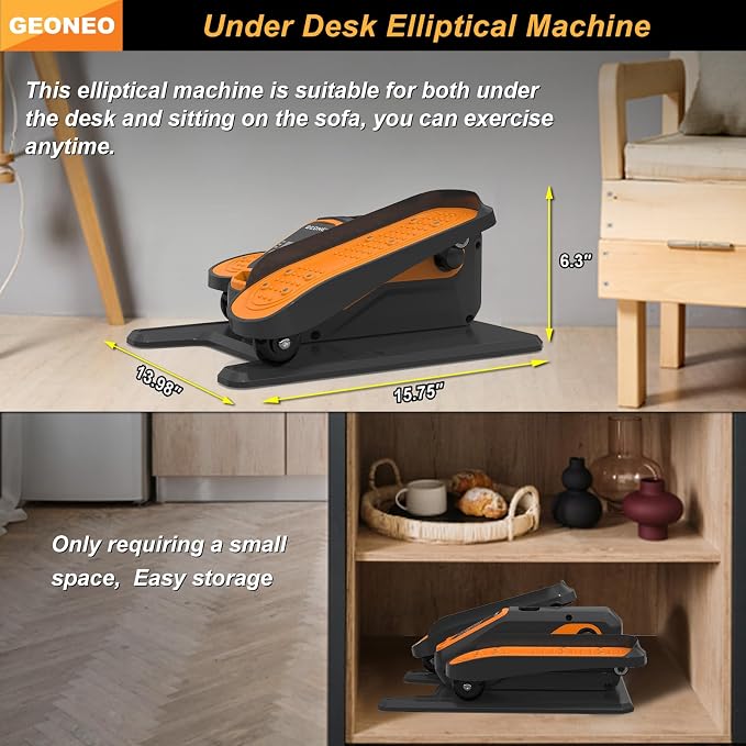 Under Desk Elliptical Machine, Electric Elliptical Exerciser for Senior, Quiet & Small Electric Seated Pedal Exerciser for Home with Monitor, Remote Control & 12 Adjustable Speeds