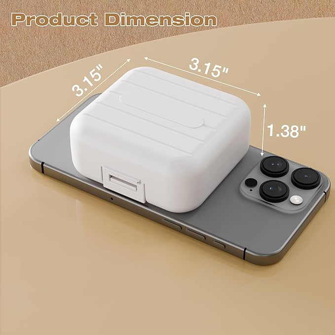 Small Travel Pill Box, Double Layer 7-Compartments Pill Organizer, Portable Weekly Pill Case Container for Pocket, 7 Day Compact Medicine Holder for Vitamins, Fish Oils, Supplements White