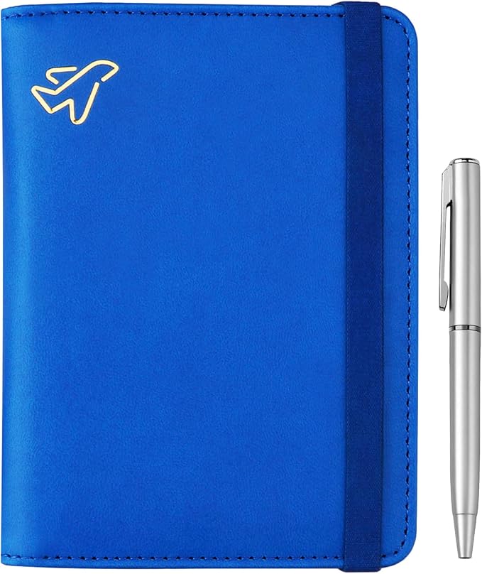 WALNEW Passport Holder for Travel, RFID Passport Cover Wallet for Women Men, PU Leather Passport Book Card Holder Case with Pen, Travelling Essentials for Flying | PU Leather Passport Cover Case with Pen Holder, Travel Must Haves Accessories, Passport ...