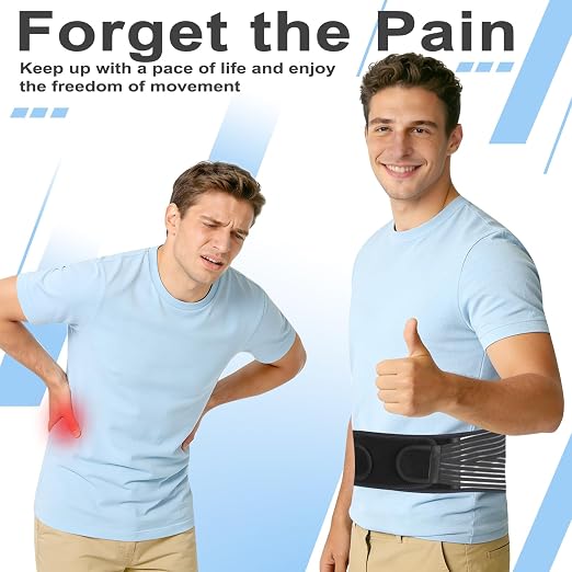 Back Brace for Lower Back Pain Relief, Lumbar Support Belt for Men&Women for Work, Breathable Back Support Belt with 6 Flexible Spring, 2 Elastic Bands For Sciatica, Herniated Disc, Scoliosis(Medium)