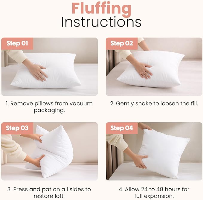 Utopia Bedding 16x16 Pillow Inserts, White Throw Pillows for Couch, 2 Pack | Indoor cushion inserts for bed, sofa & couch, Supportive & fluffy decorative pillows for everyday comfort, Set of 2, White