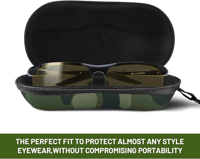 BLUPOND Sunglasses Case Semi Hard EVA Shell with Metal Hanging Hook Belt Clip Sun Glasses Storage