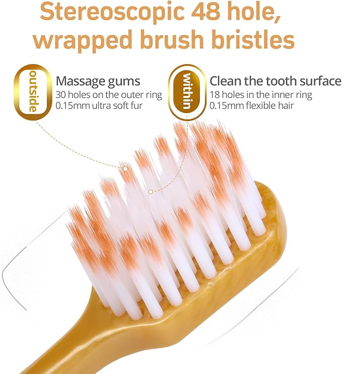 Adult Wide Head Soft Hair Toothbrush, Manual Toothbrush, Excellent Cleaning Effect for Large Head, Ultra Soft Brush Thread Can Effectively Clean Sensitive Teeth or Gingivals (6 Pack)