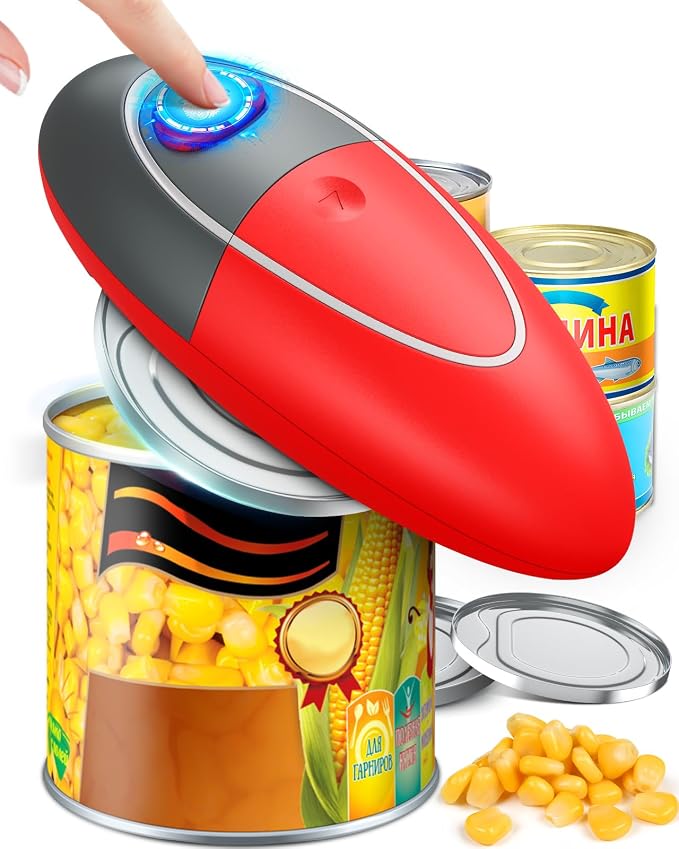 One Touch Electric Can Opener Fits All Can Sizes for Seniors with Arthritis, Battery Operated Can Opener with Smooth Edge, Food Safe Kitchen Gadgets Automatic Can Opener for Kitchen