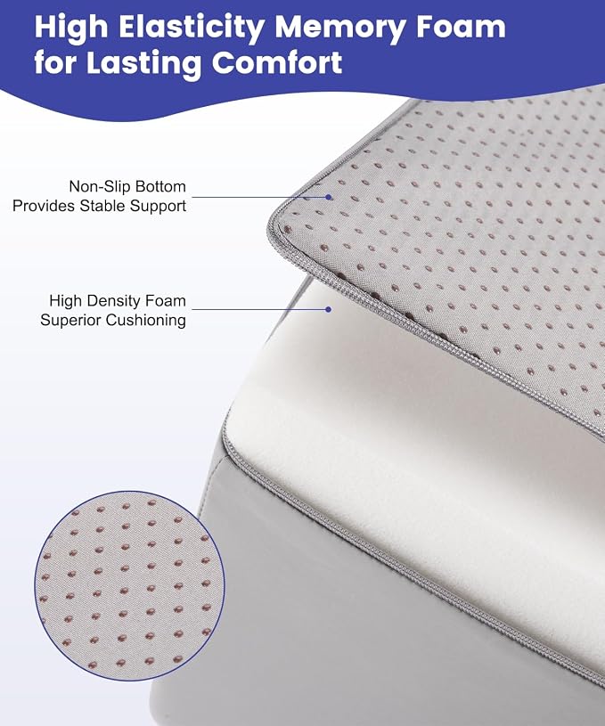 Leg Elevation Pillows for After Surgery, 7.8Inch Height Foam Leg Wedge Knee Surgery Recovery Equipment, Knee Replacement Recovery Aids for Ankle Pain Relief, Single Leg Support Wedge