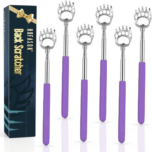 6 Pack Back Scratcher Fathers Day Dad Gifts, White Elephant Gifts for Adults, Stocking Stuffers for Men Women Teens, Prizes for Adults, Extendable Bulk Back Massager for Thanksgiving Birthday (Purple)