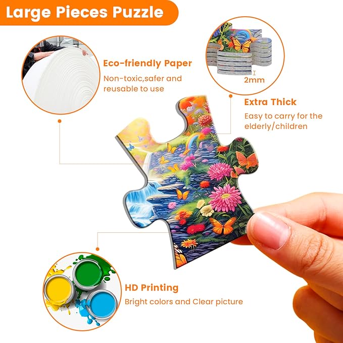 4 Packs 36 Large Piece Puzzle for Seniors - Dementia Puzzles for Elderly Adults,Alzheimer’s Puzzles Memory Cognitive Games for Elderly Seniors with 4 Storage Bags