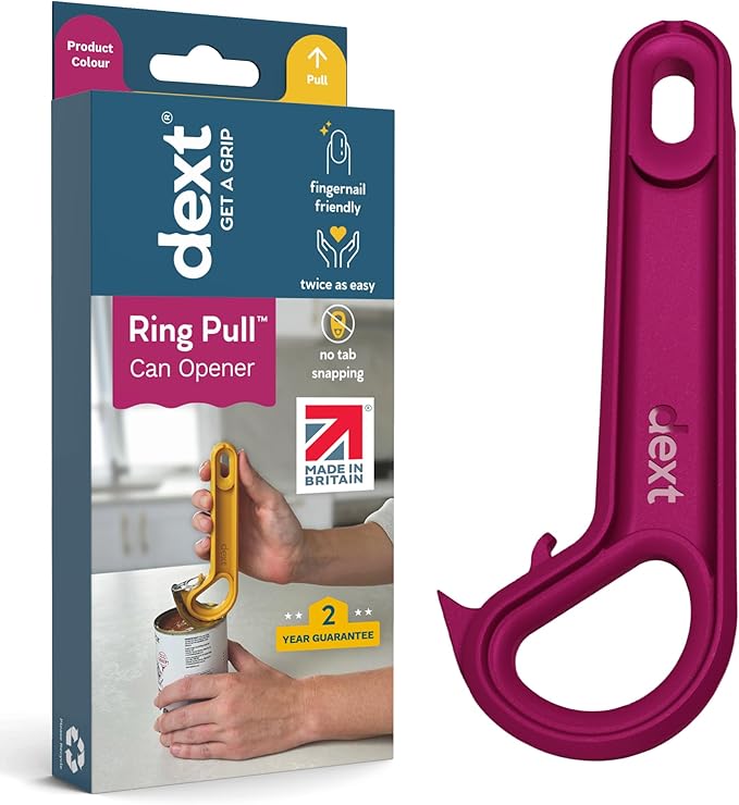 Dext - Ring Pull Can Opener, Pop Can Opener for Seniors, Arthritis, and Parkinson’s, Easy Open, Ergonomic Handle with Comfortable Grip. Perfect for Soda, Pet Food, and More (Mulberry)
