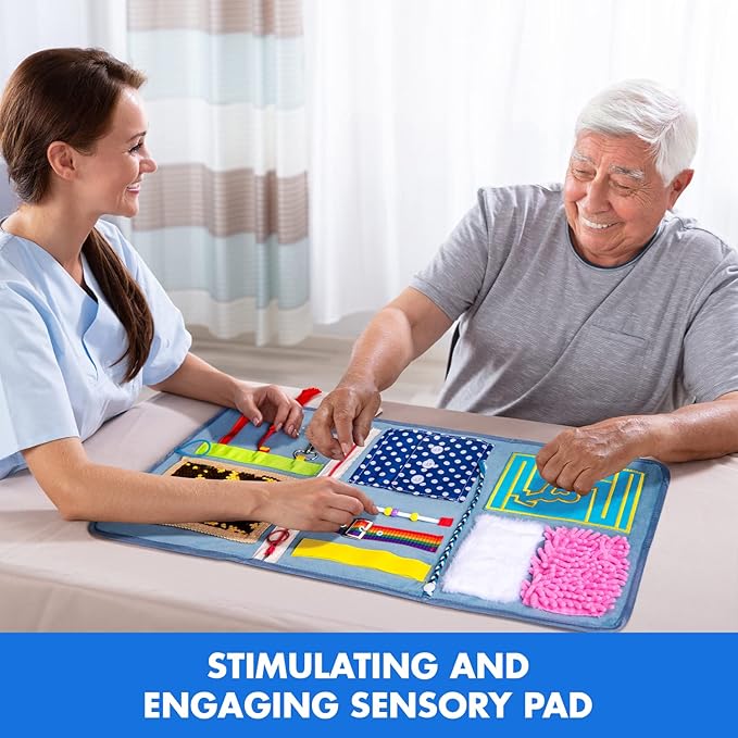 Assistex Fidget Blanket for Adults with Dementia – Sensory Toys for Alzheimer’s Patients, Activity Mat for Seniors with Dementia, Busy Blanket with Sensory Toys for Elderly, with Guide Book