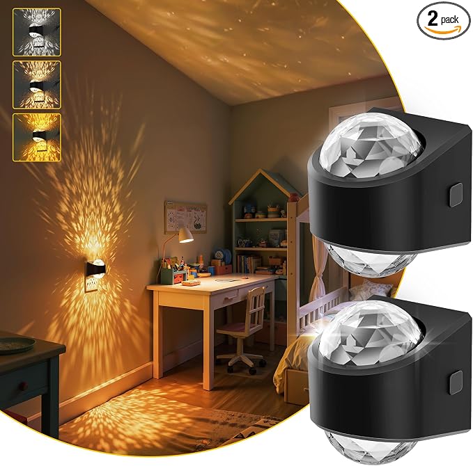 L LOHAS LED Night Lights Plug into Wall 2 Pack,Night Light for Kids | Dusk to Dawn Sensor,1600K/3000K/5000K Projector Light for Kids Playroom Home Theater Party