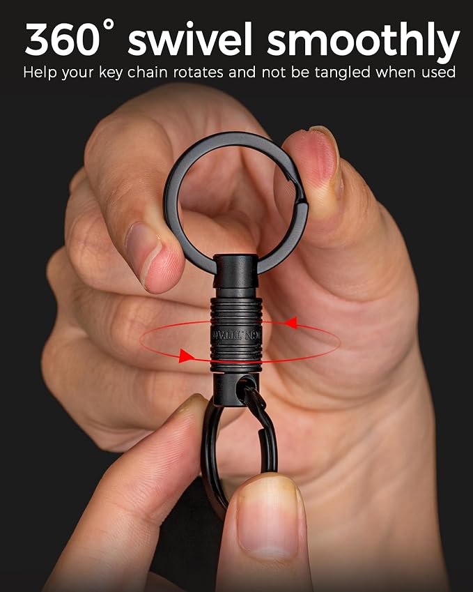 FEGVE Titanium Quick Release Keychain, Detachable Pull Apart Key Chain | Easy Access, Tangle-Free 360° Swivel, Rustproof and Durable, for Valet Car Home Key Storage
